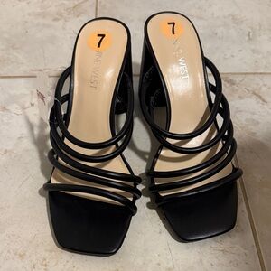 Nine West Black Strappy Heels